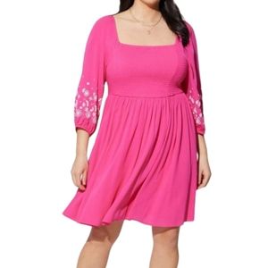 Torrid Mini Crinkle Gauze Blouson Sleeve Dress NWT - Size 2X